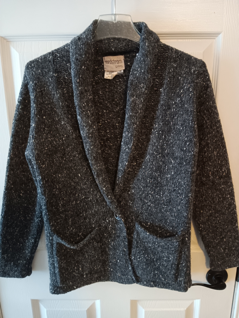 Vintage Nordstrom Gallery Wool Blend Speckled Shawl Collar Cardigan Sweater